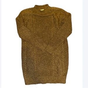 BP Nordstrom Cable Knit Gray Sweater Dress Long Oversize Crochet Pullover Crew